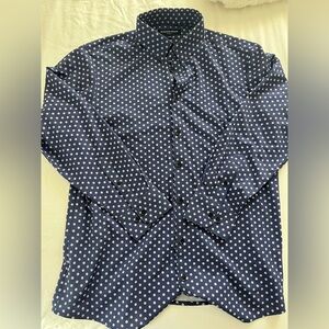 Mizzen+Main Blue Polka Dot Button Down Shirt